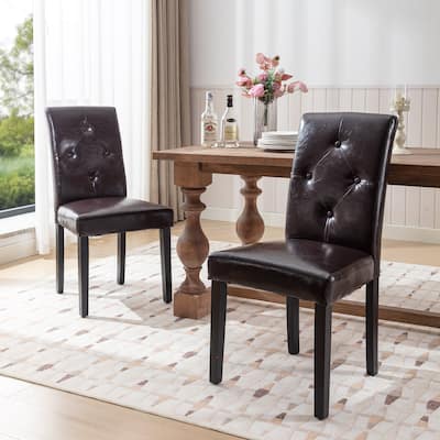 Javlergo Upholstered Dining Chairs Set of 2, Fabric or Faux Leather Dining Room Chair with Metal Legs