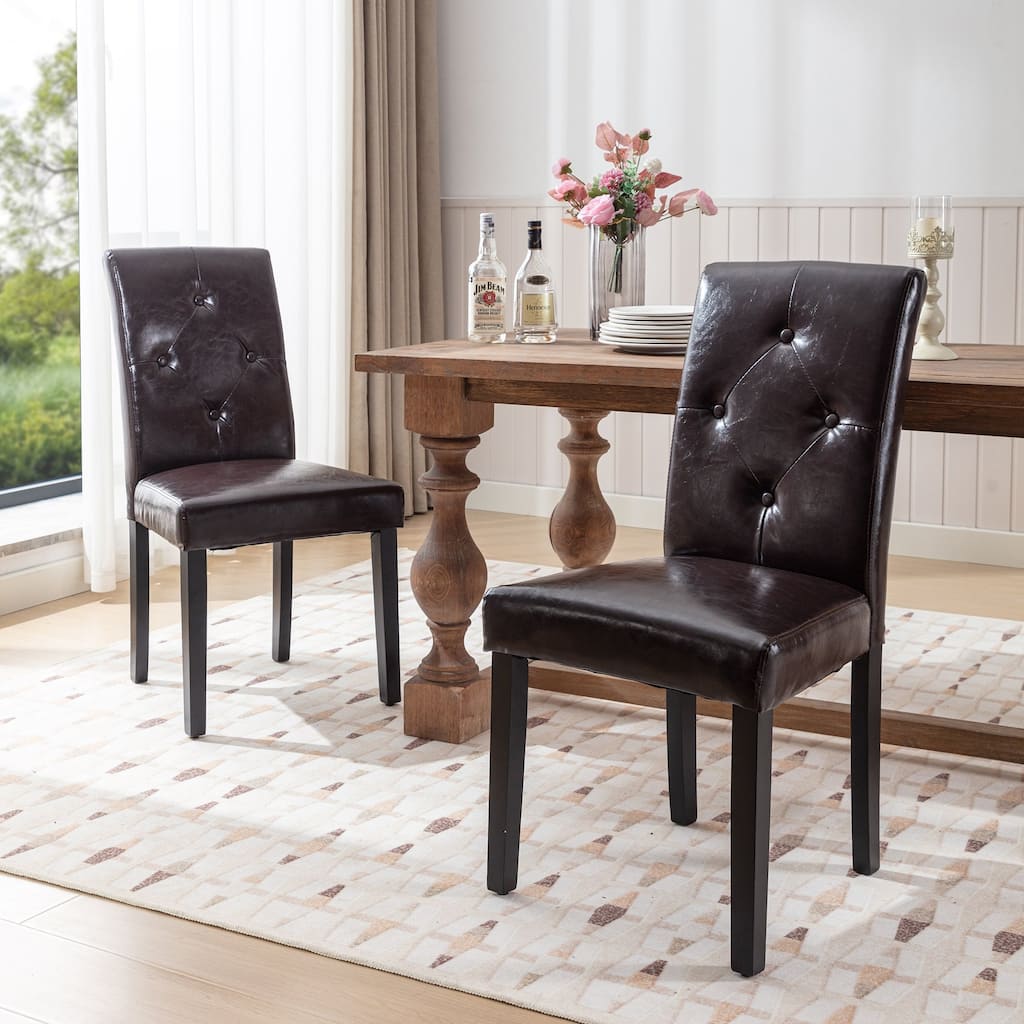 Javlergo Upholstered Dining Chairs Set of 2 Button Tufted Back Rubber Feet Comfortable Kitchen Dining Chairs with High Back