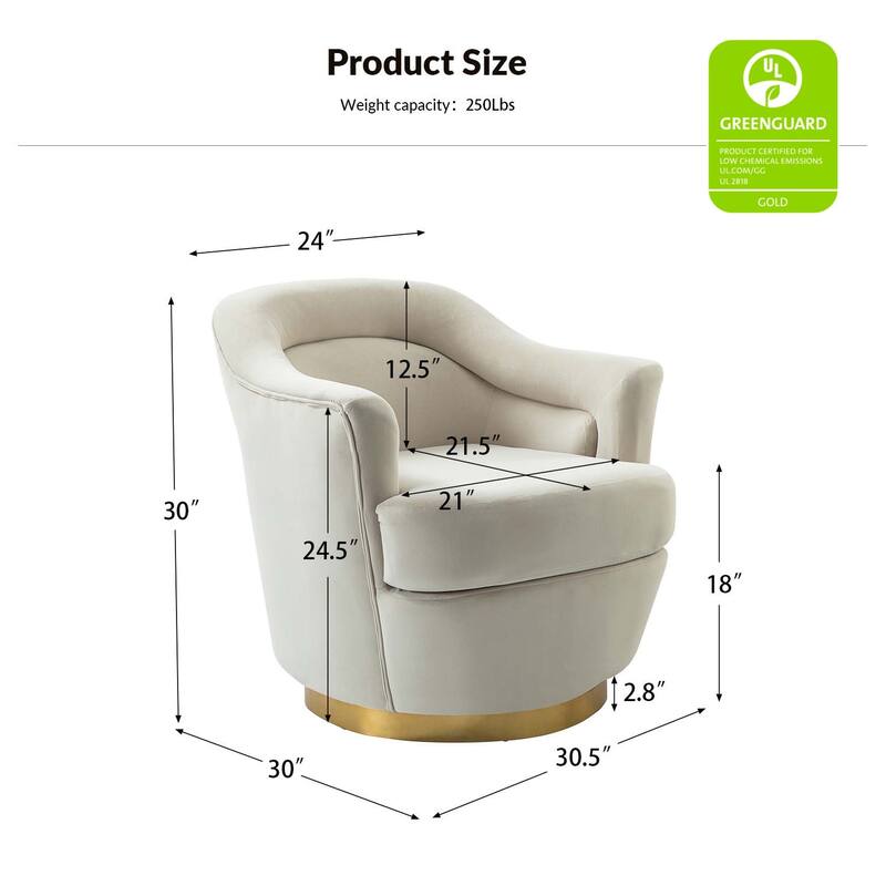Kanstantin Modern Upholstered Swivel Barrel Chair with Golden Base Set Of 2 by HULALA HOME