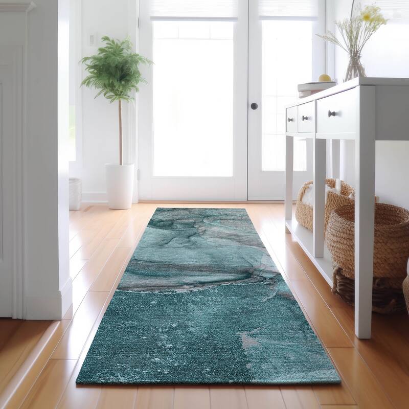 Premium Washable Super Soft Contemporary Mayfield Rug - Teal - 2' 3" x 7' 6" - Runner