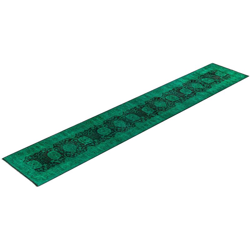Contemporary Overdyed Wool Hand Knotted Runner - 2' 8" x 14' 0"