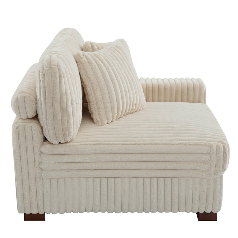 Plush Corduroy Chaise Armchair Modular Lounge Sectional Corner Sofa