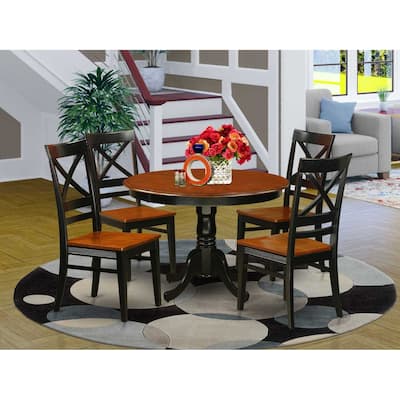 5 Piece Dining Set - Round Kitchen Table & 4 Chairs - Black Cherry Finish - 42 Inch Table
