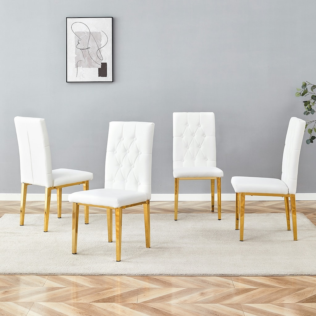 4PCS Gold Metal Legs Dining Chairs