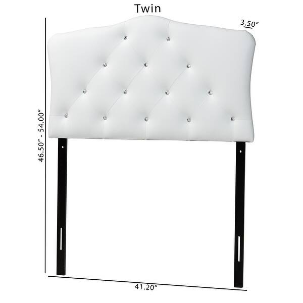 dimension image slide 1 of 2, Baxton Studio Rhoda Modern and Contemporary Twin Size Faux Leather Upholstered Button-tufted Scalloped Headboard