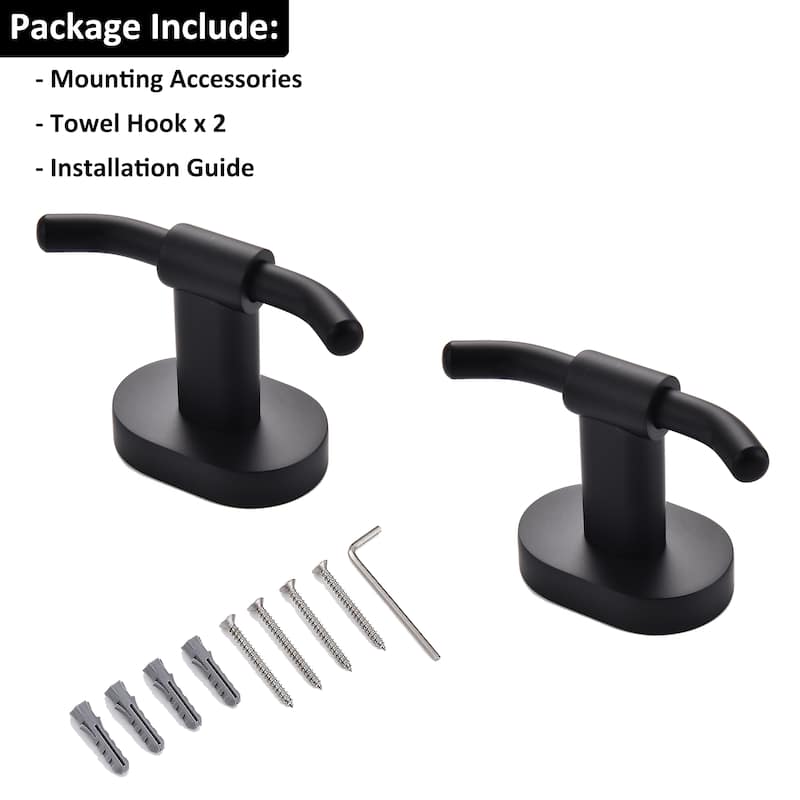 Wall Mounted 2 in 1 Towel Hook Double Robe Hook (set of 2)