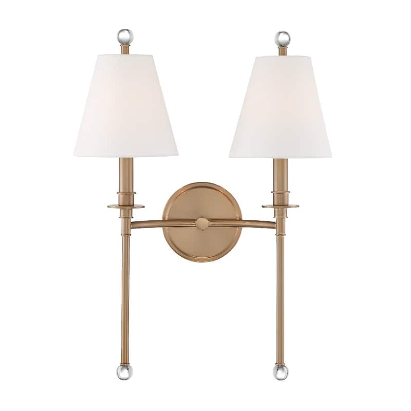 Riverdale 2 Light Aged Brass Wall Mount - 15'' W x 14.5'' H x 7'' D