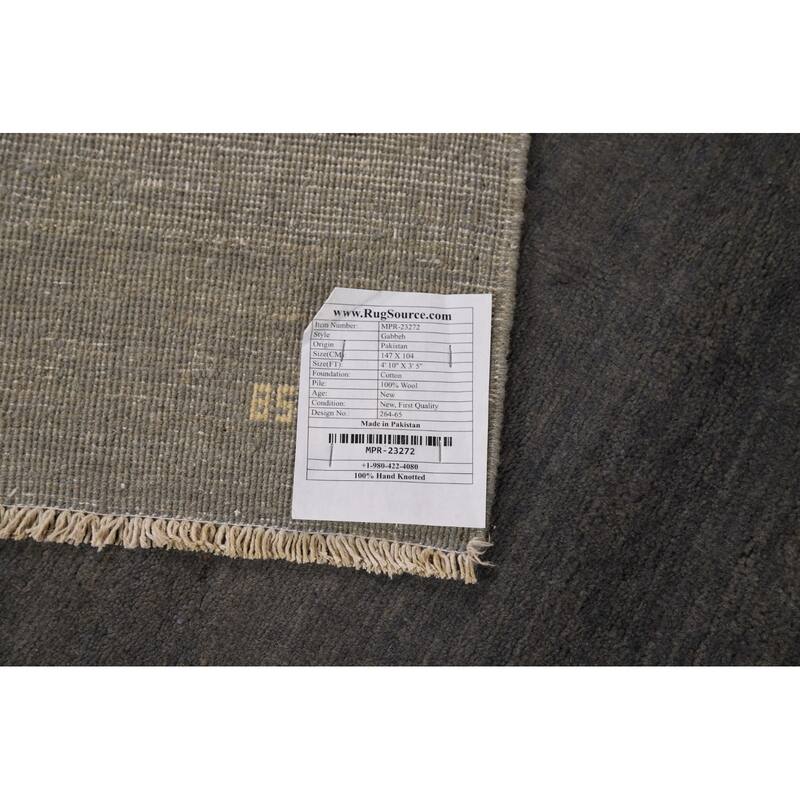 Gray & Blue Gabbeh Modern Foyer Rug Handmade Wool Carpet - 3'5"x 4'10"