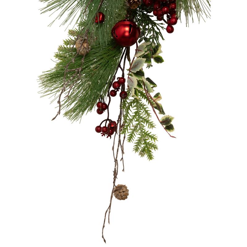 30" Frosted Berries Pine Cones Artificial Christmas Teardrop Swag