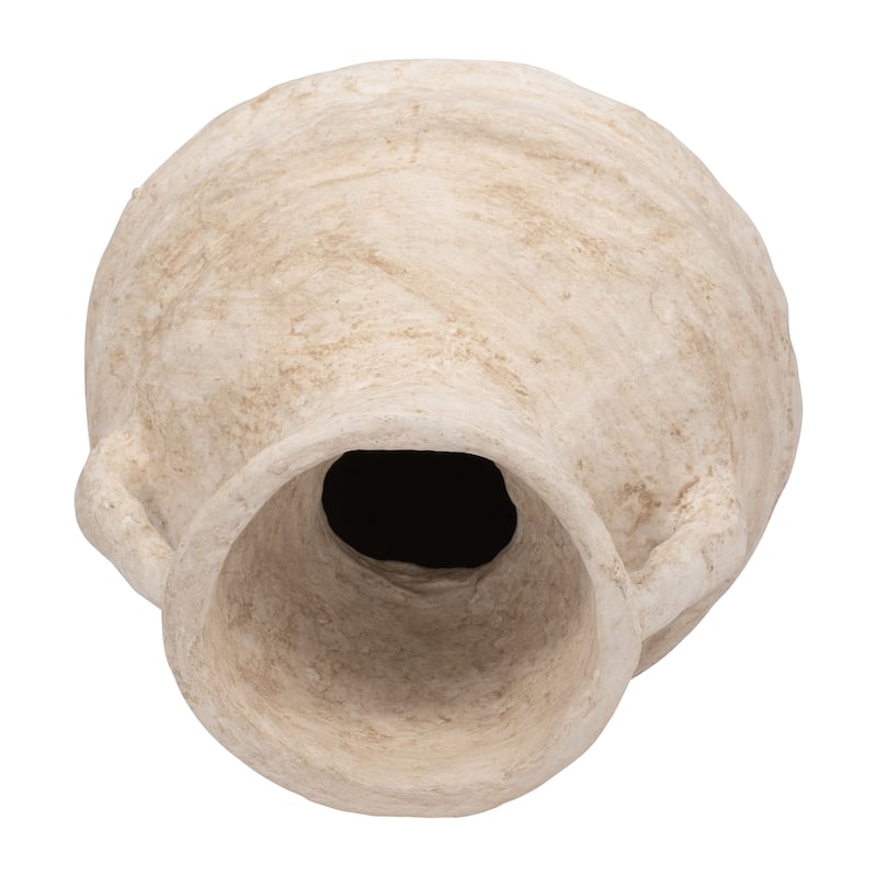 Sagebrook Home Paper Mache, Vase With Handles, White, Amphora, Textured