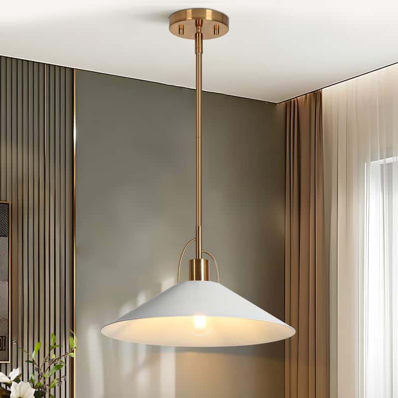 Modern Farmhouse 1-Light Pendant Light 14-IN Black White Lights for Kitchen Island Dining Room