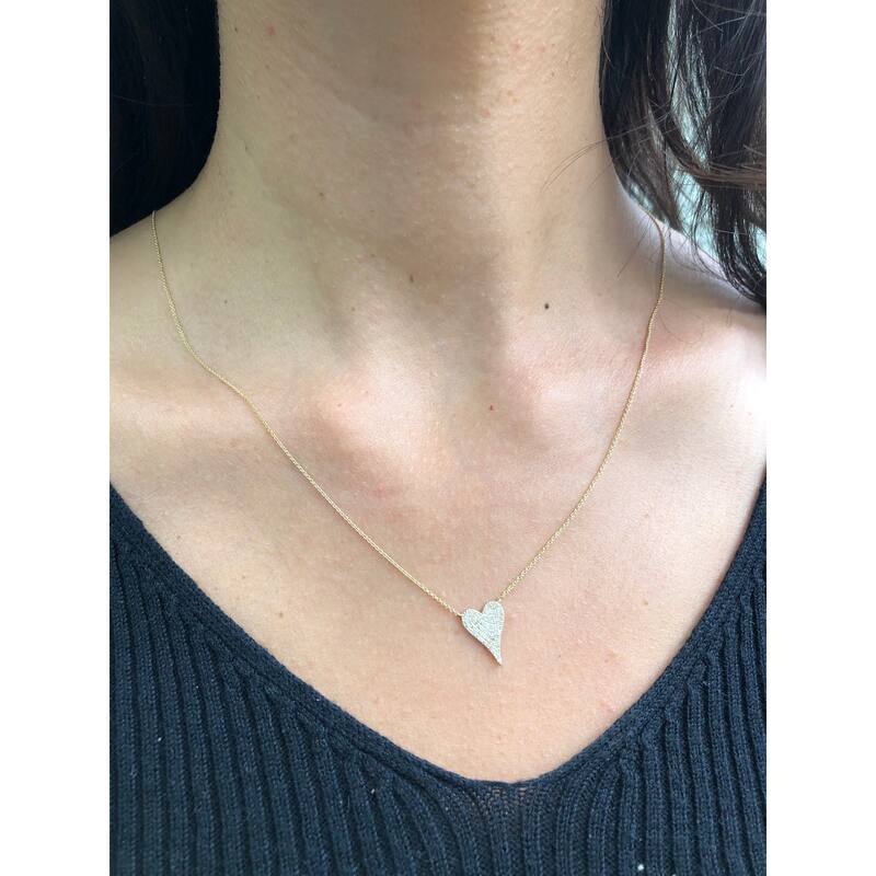 Joelle Collection Diamond Pave Heart Pendant 1/10 Cttw. - Heart Necklace 14K White Gold