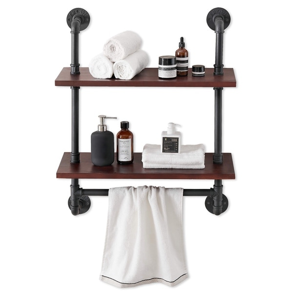 Industrial Style Bathroom Shelf Set Vintage Retro Pine Iron Pipe 