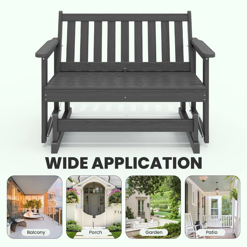 Outdoor Patio HDPE Glider Bench, Garden Rocking Bench