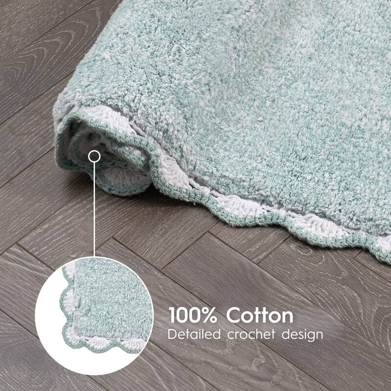 Laura Ashley Heathered Crochet Border Bath Rug