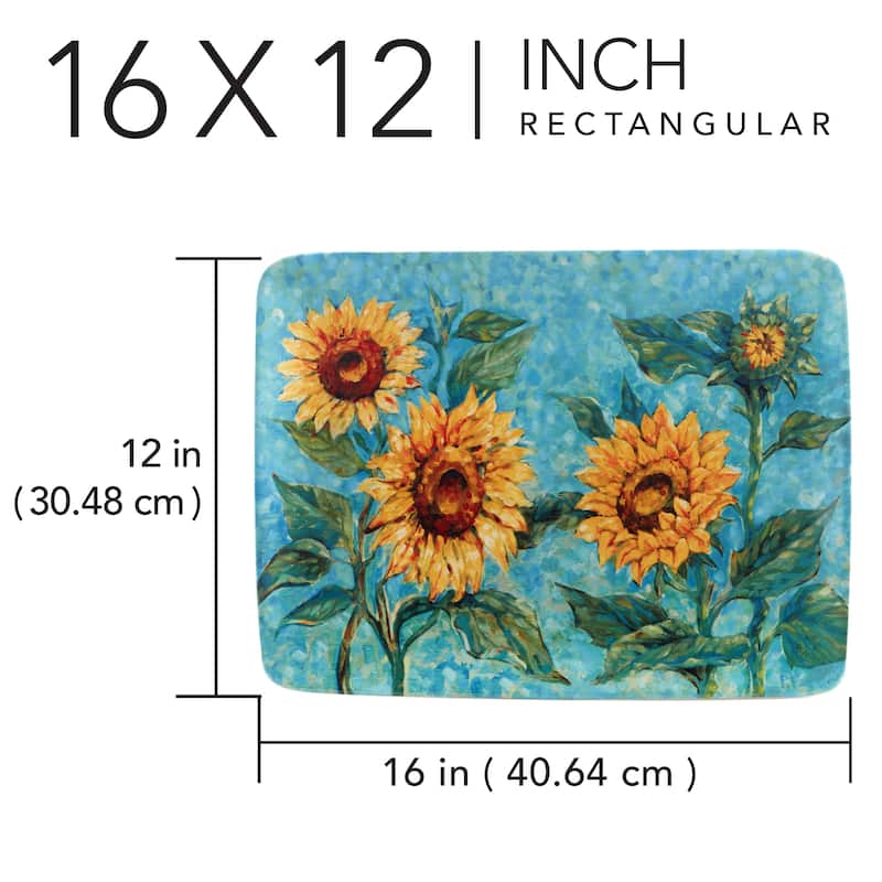 Certified International Golden Sunflowers Rectangular Platter - 16" x 12" x 1.25"