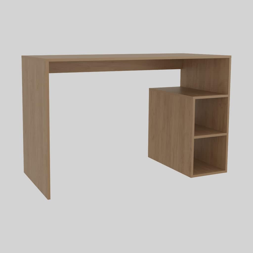 Compact 47.2-Inch Desk with Storage Shelves, Rectangular Writing Table for Office Use