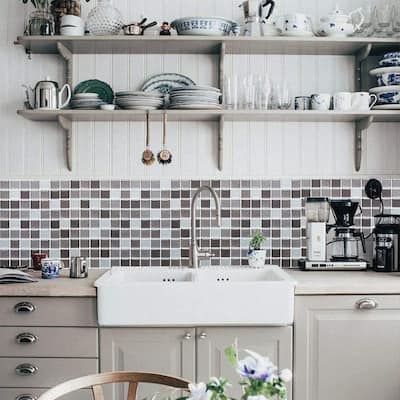 3D Peel and Stick Glossy Gel Backsplash Tile, 9.3"x9.3"/pc - 20pc
