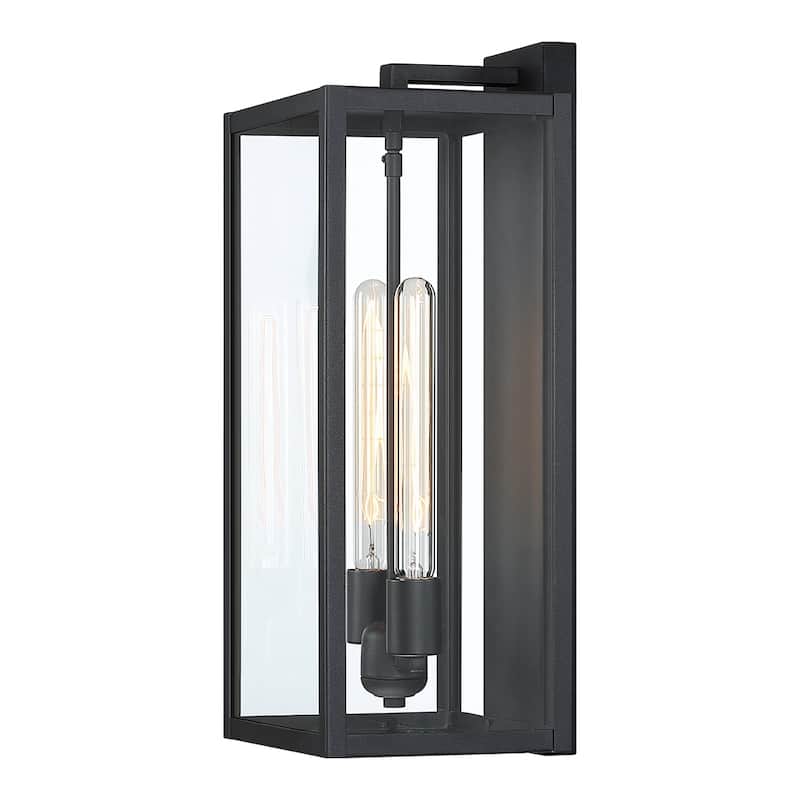 Forti 2-Light Modern Black Outdoor Wall Sconce Lantern Light - 20.5in H