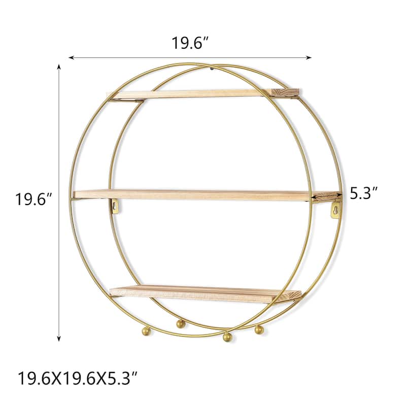 Adeco Multipurpose 3 Tier Round Floating Wall Shelves - 19.6"D x 19.6"W x 5.3"H