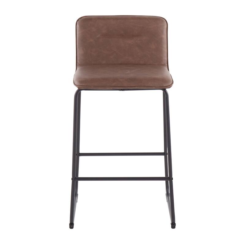 Carbon Loft Kerby Black Fixed-Height Counter Stool - Set of 2 - Espresso Faux Leather