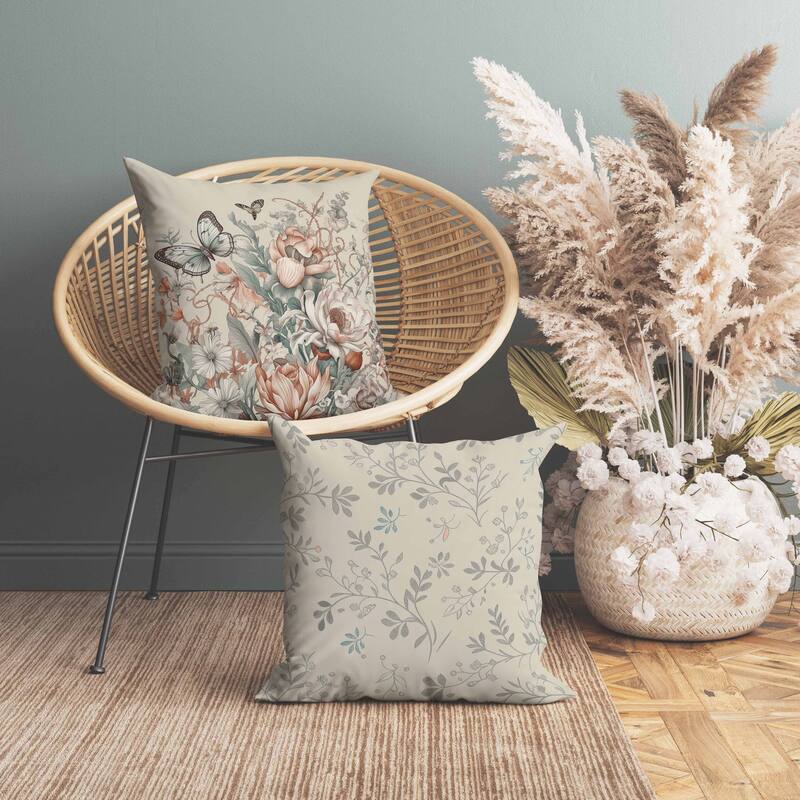 Garden Delights Faux Suede Reversible Throw Pillow Brown and Oyester