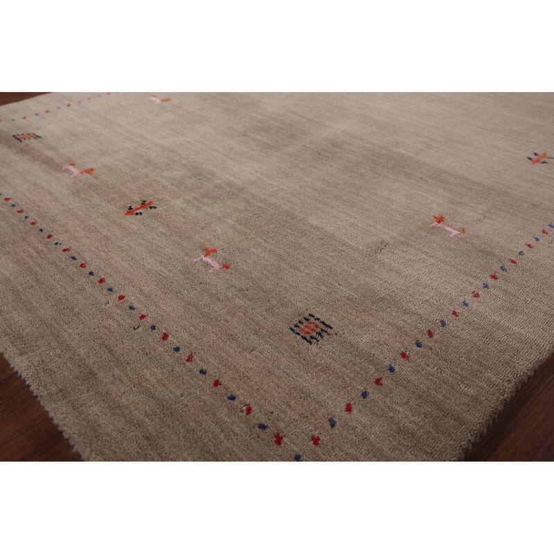 Tribal Beige Gabbeh Oriental Accent Rug Handmade Wool Carpet - 3'11"x 5'9"