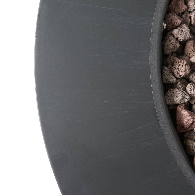 32 in. W x 32 in. D x 13.5 in. H Iron Propane Gas Burning Round Outdoor Patio Fire Pit in Dark Grey