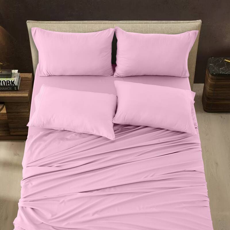6 Piece Bed Sheet Set Deep Pocket Ultra Soft Microfiber Bedding Sheets