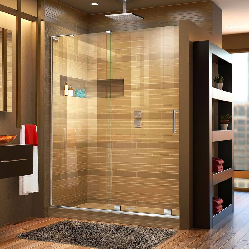DreamLine Mirage-X 44 - 48 inch W x 71 inch H Frameless Sliding Shower Door - Left-Wall Installation - Chrome Finish