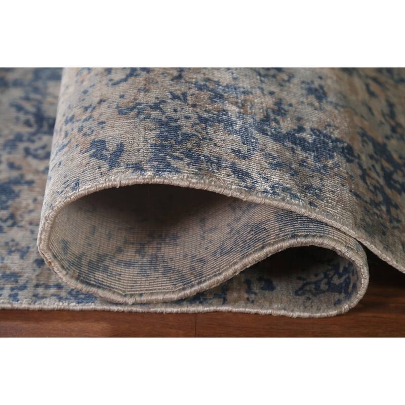 All-Over Abstract Indian Area Rug Hand-Knotted Wool Carpet - 6'6" x 9'10"
