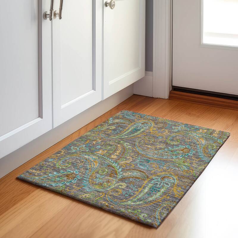 Premium Washable Super Soft Traditional Paisley Mayfield Rug - Taupe - 1' 8" x 2' 6" - Rectangle