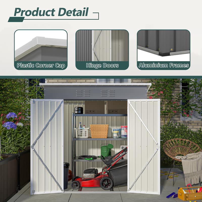 GDFStudio - Lucas All-Weather 6x4 ft Outdoor Storage Shed with Robust Construction and Easy Assembly