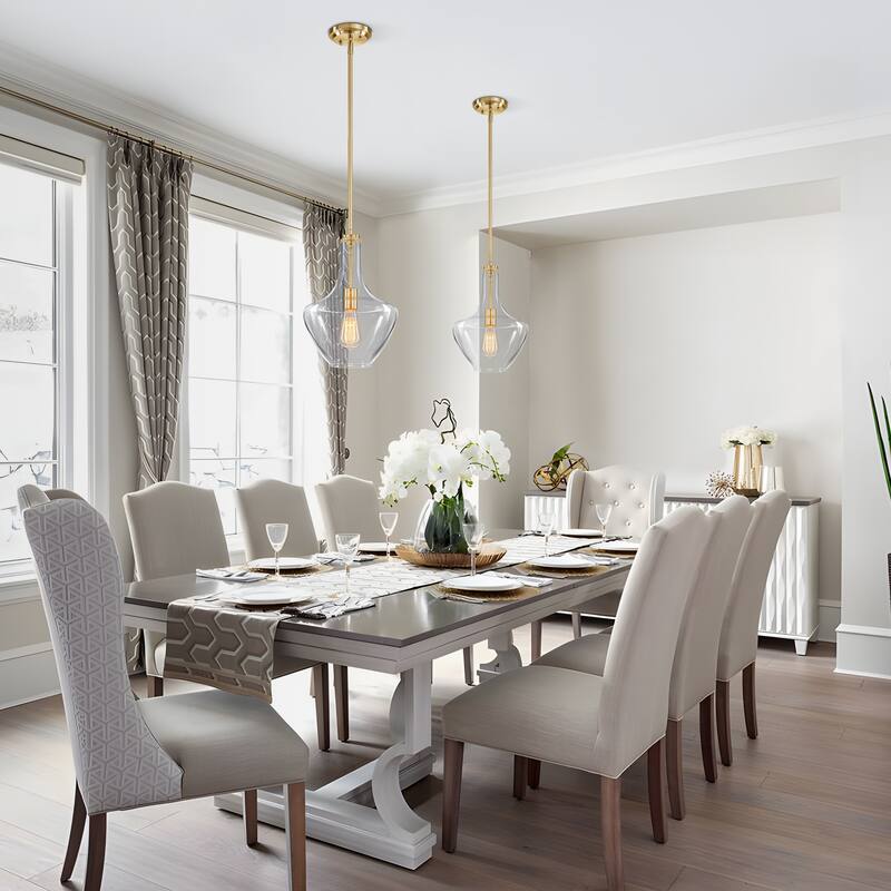 Starsky 1-light Modern Teardrop Pendant Light with Thick Clear Glass Shade