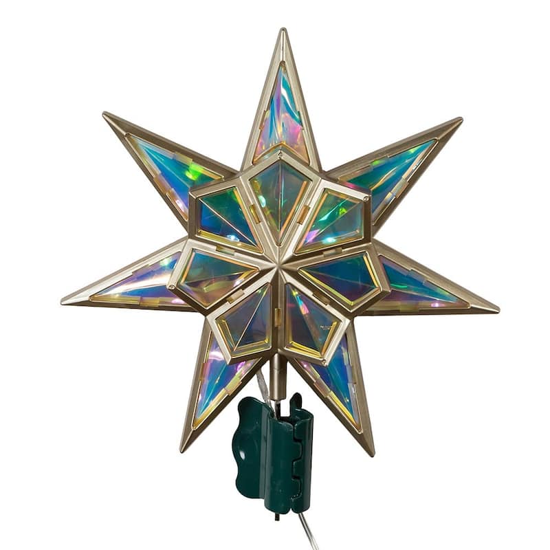Kurt Adler 11.5-Inch 21-Light 7 Point LED Iridescent Star Tree Topper - Multi