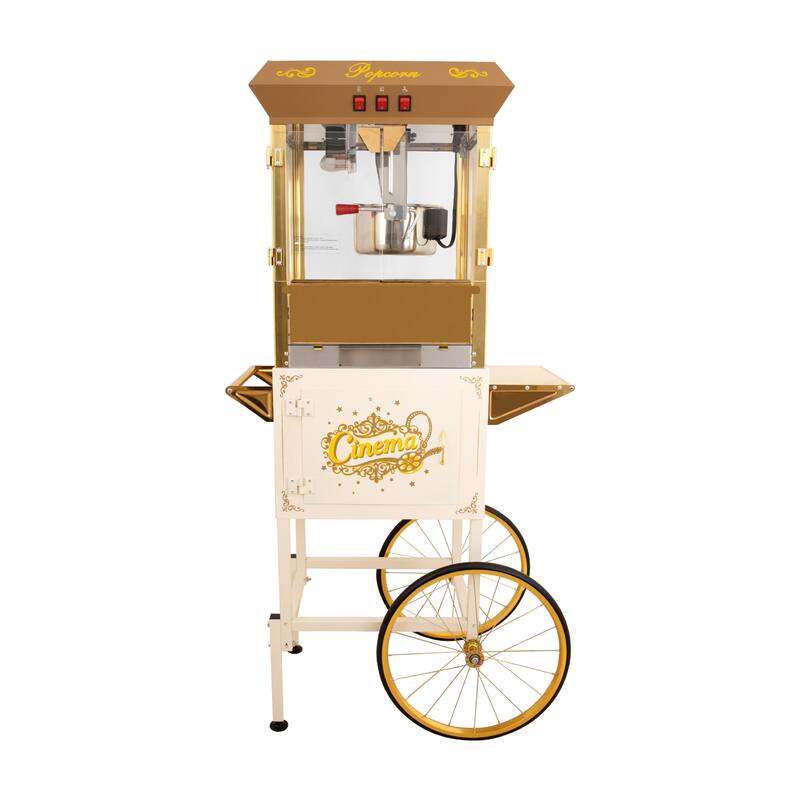 16Oz Commercial Popcorn Machine With Cart and 16 Oz Kettle, Movie Theater Popcorn Machine