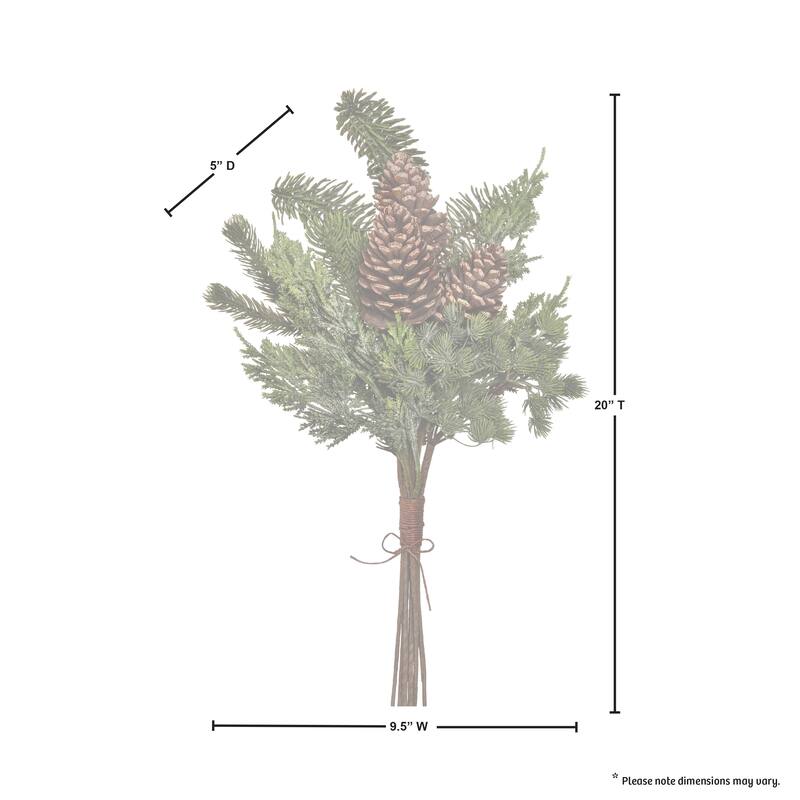 20" Natural Touch Pine/Spruce W/Pinecones Bundle - Green Brown