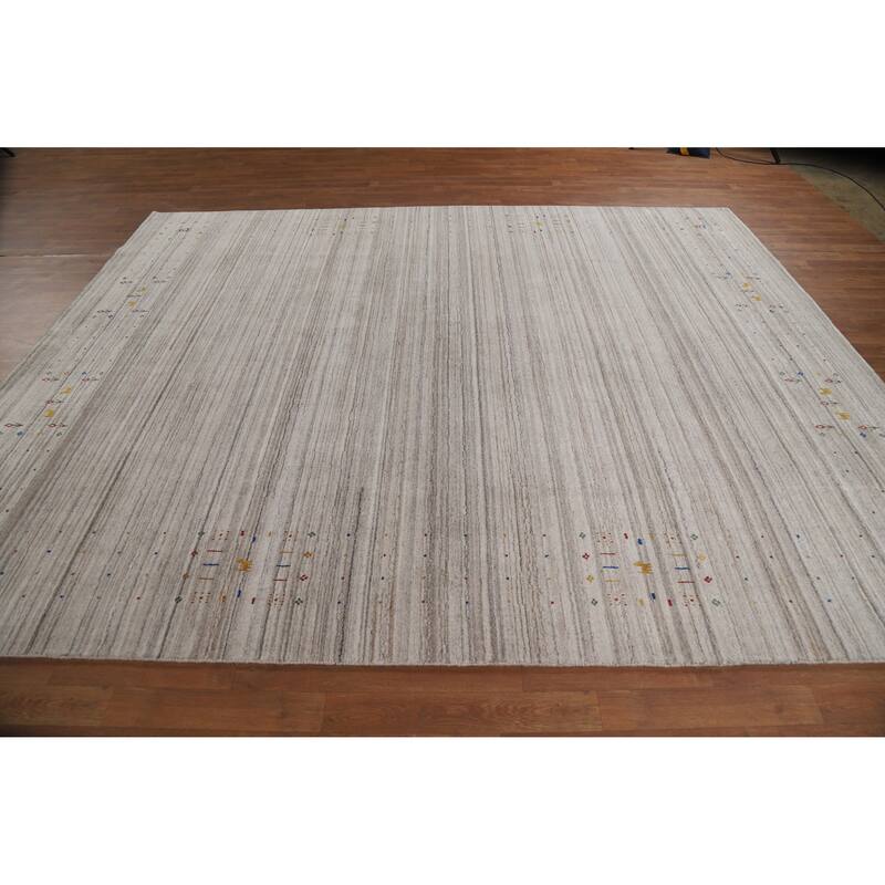 Striped Gabbeh Oriental Area Rug Handmade Wool Carpet - 7'9" x 9'8"