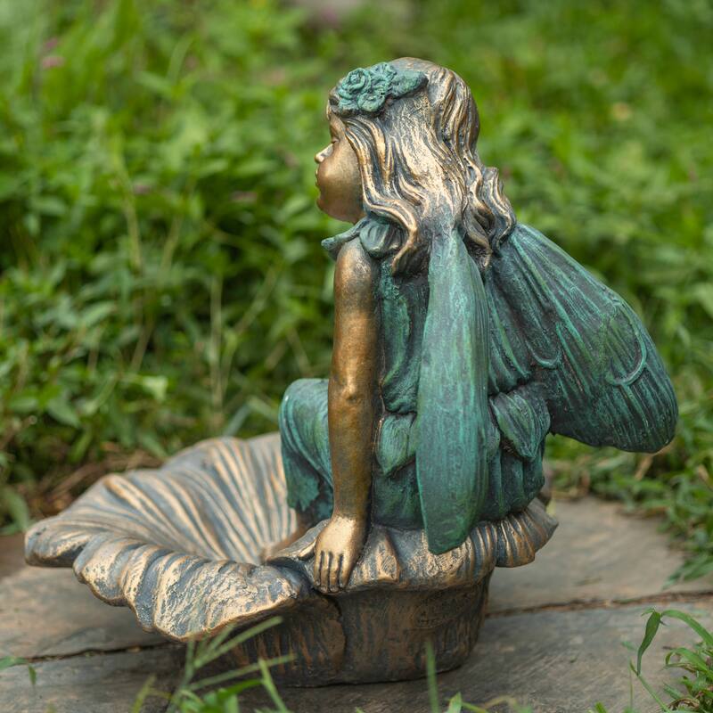 20" Tall Fairy Sitting on Flower Statue "Gardenia"