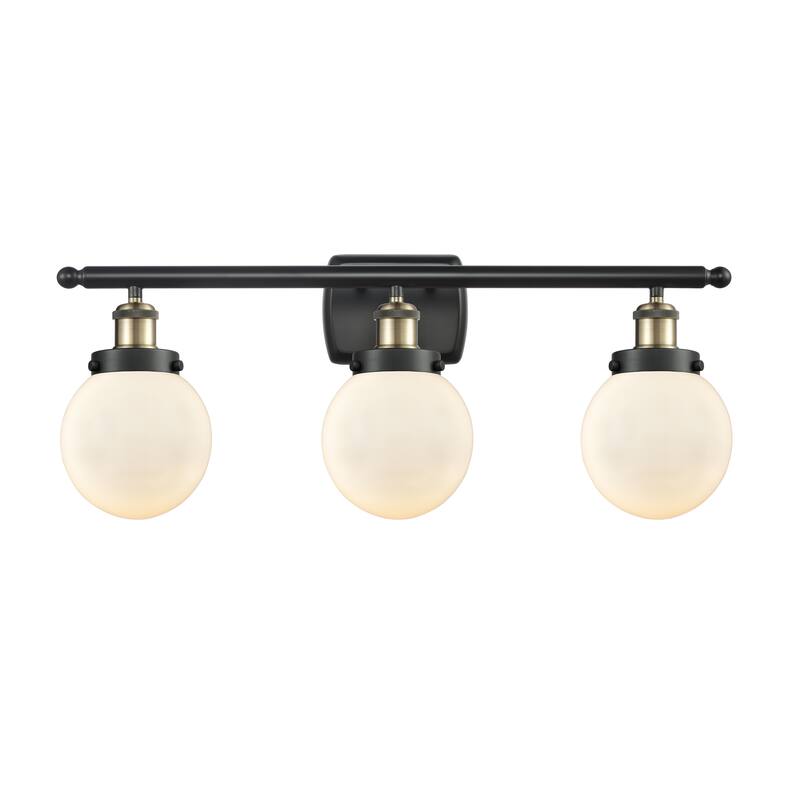 Innovations Lighting Ballston Urban Beacon - 3 Light 26" Bath Vanity Light - Matte White/Black Antique Brass Finish