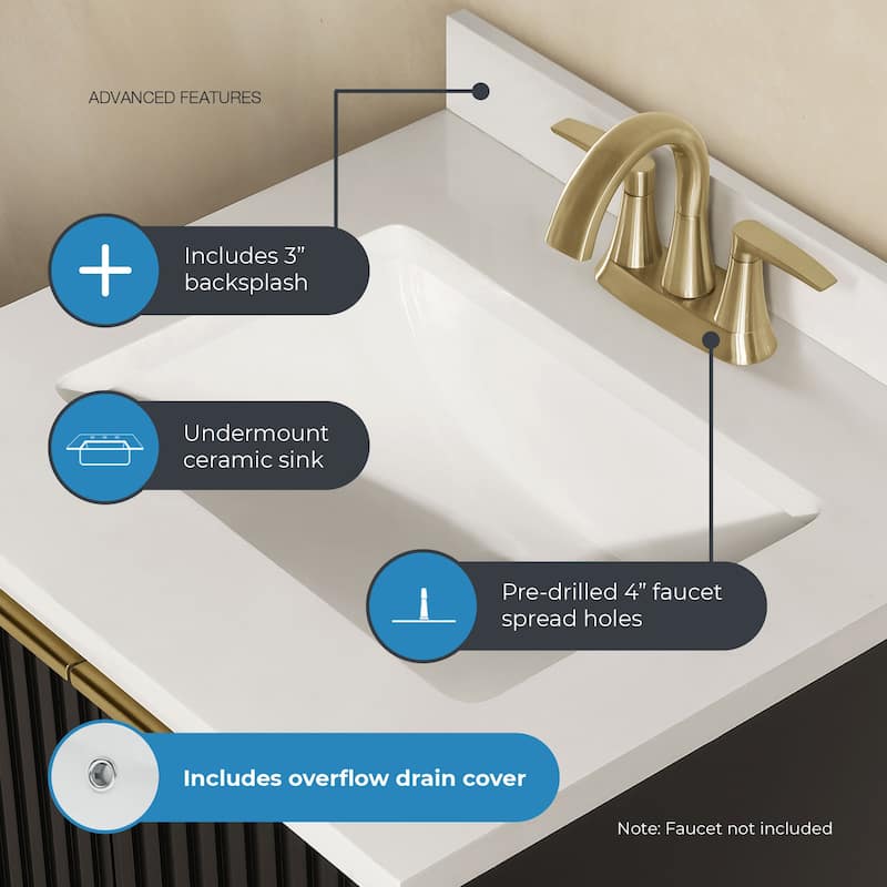 Gabi Bathroom Vanity with White Engineered Stone Top