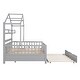 preview thumbnail 31 of 33, Full Size Wooden House Bed Kids Bed with Twin Size Trundle and Shelf