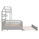 preview thumbnail 21 of 33, Wooden Full House Bed with Twin Trundle & Shelf - Safe Kids' Bed