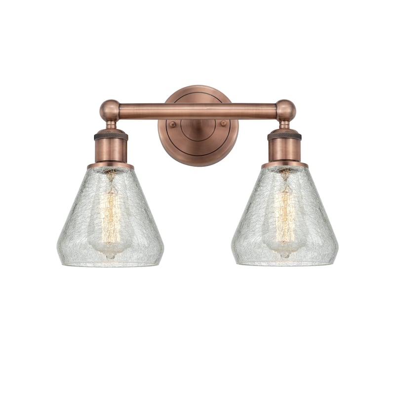 Innovations Lighting 616-2W-13-15 Conesus Vanity Conesus 2 Light 15" - Antique Copper / Clear Crackle