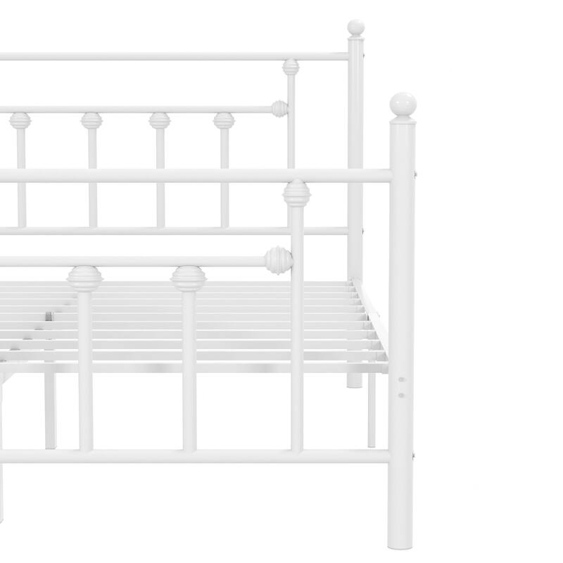 14 Inch Metal Victorian Platform Bed Frame with Headboard and Footboard, Heavy Duty Mattress Foundation with Steel Slats Support