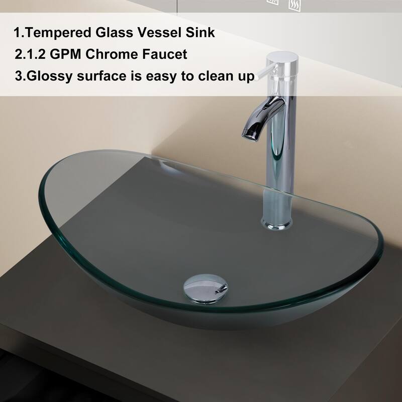Modern Wall Mounted Bathroom Vanity Set with Vessel Sink & Faucet