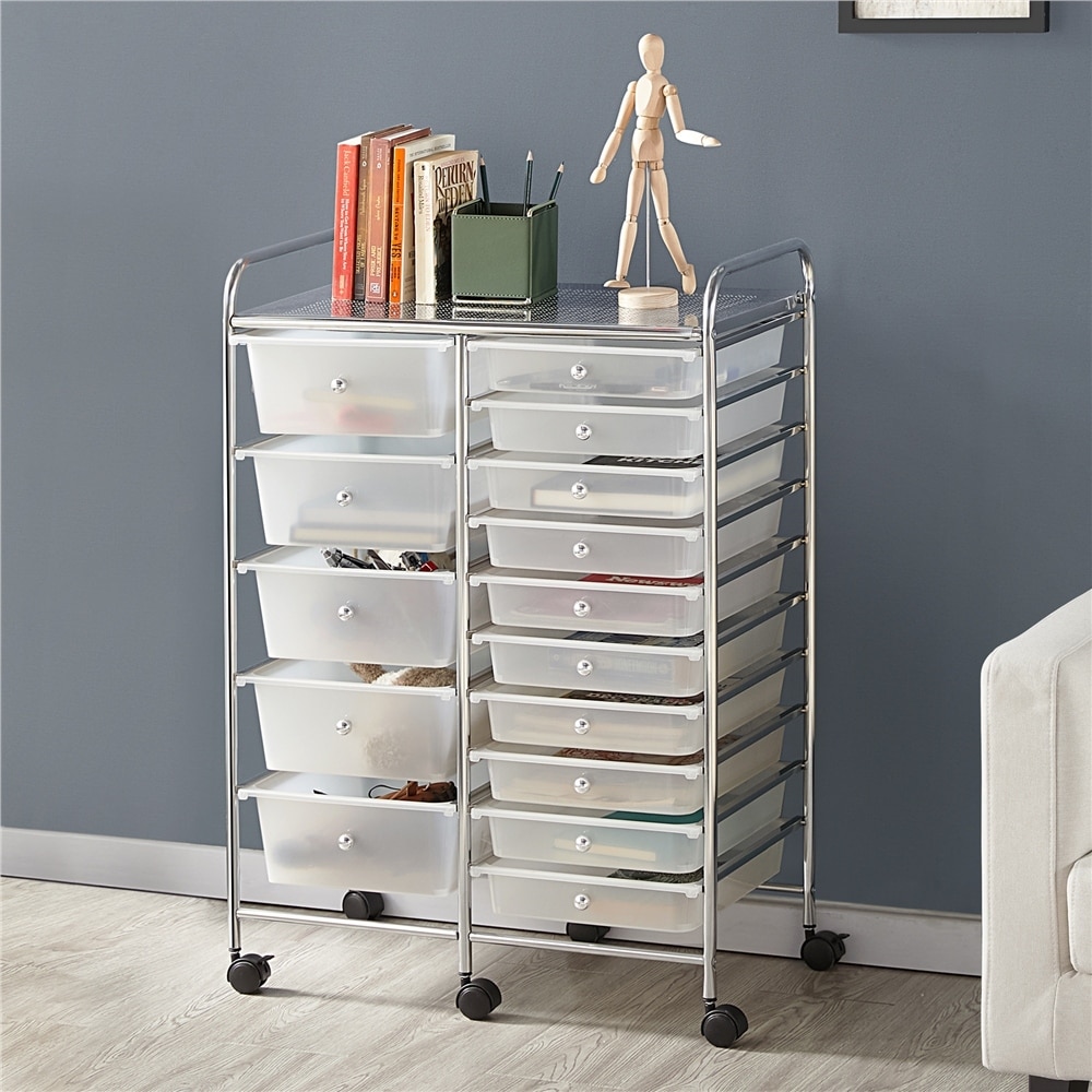 Yaheetech 15-Drawer Metal Frame Rolling Storage Cart Bin - Picture 16 of 20