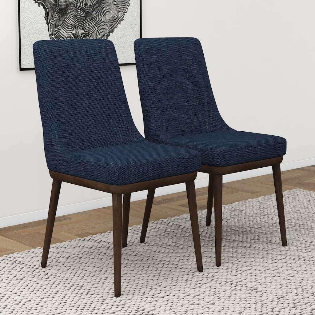 Belladonna Mid-Century Modern Polyester Blend Dining Chair in Blue (Set of 2)