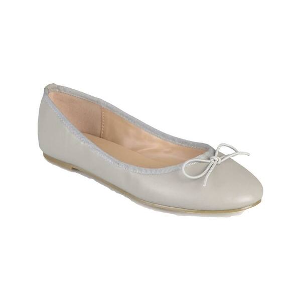 slide 1 of 3, JOURNEE COLLECTION Womens Gray Bow Accent Padded Slip On Ballet Flats 7.5 Medium