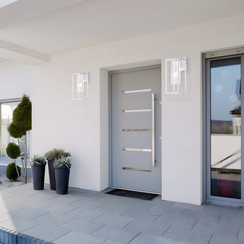 2 Pack Metal 1-Light Clear Glass Outdoor Wall Lighting Sconce